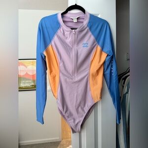 Billabong Lavender, Blue & Peach Long Sleeve Zip One-Piece